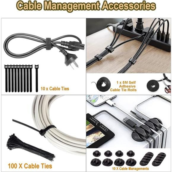 Cable Management Box 3 Pack with 141PCS Cable Management Kit for Power Strip - Picture 6 of 6